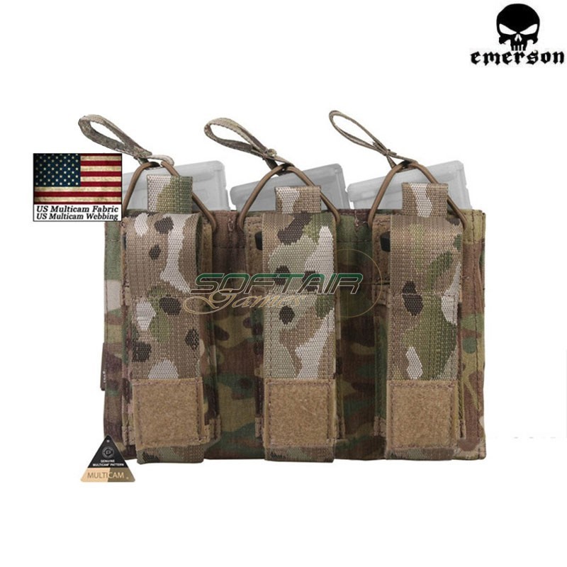 Triple 5.56 & Pistol Open Top Magazine Pouch Multicam® Genuine Usa Emerson (em6363mc)