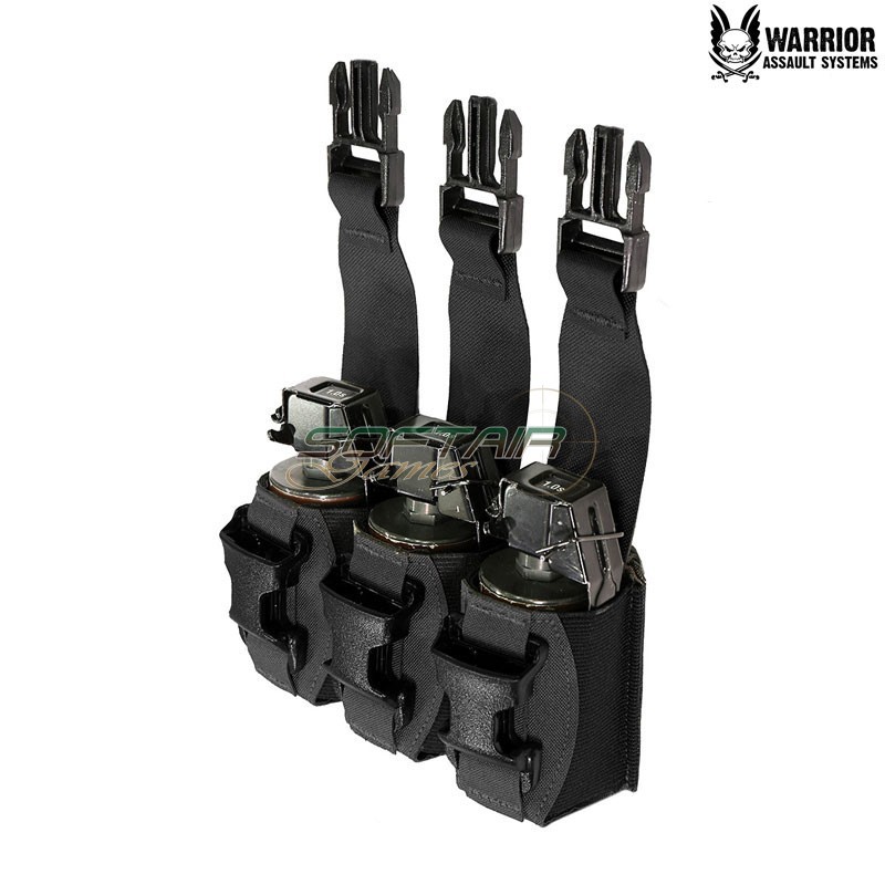 Laser cut triple 40mm Flash Bang pouch BLACK Warrior Assault Systems (w-lc-t40-fbp-blk)