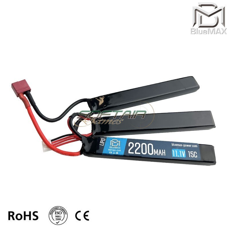 Batteria LiPo connettore DEANS 11.1v X 2200mah 15c CQB type BlueMax-Power® (bmp-11.1x2200-ds-cqb)