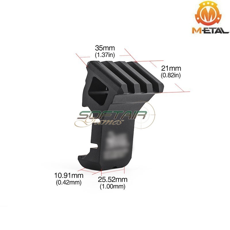 Offset Rail 1 O'Clock BLACK Dan. D. Style Metal® (me08031-bk-lo)