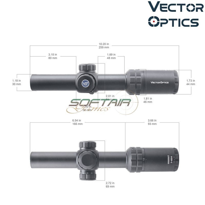 Scope Grizzly 1-4x24 Hunting Riflescope BLACK Vector Optics (ve-scoc-41)