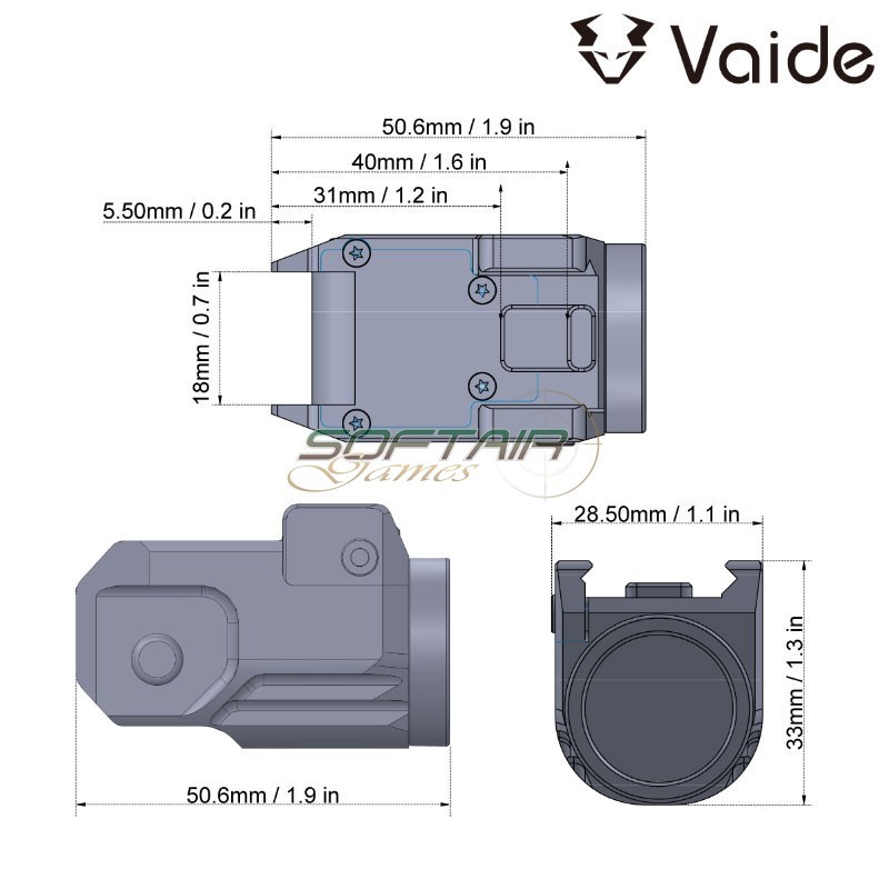Torcia Scrapper Subcompact BLACK Vaide (vd-vapl-01)