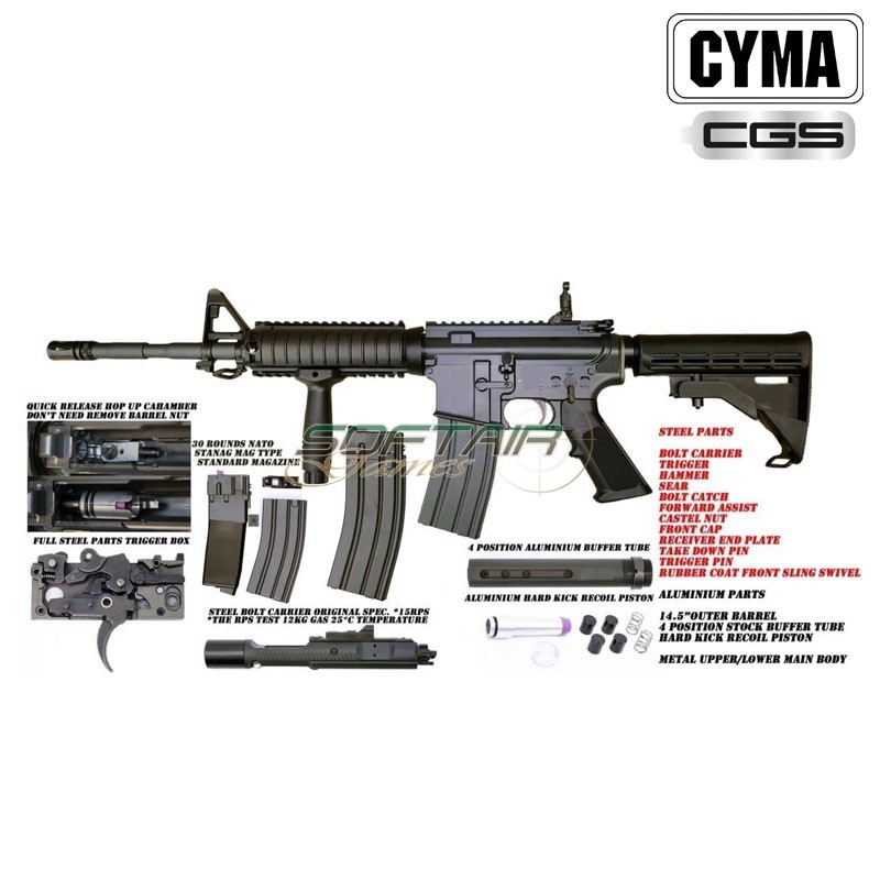 Fucile a Gas M4 RIS 14.5" GBBR BLACK Cyma CGS (cm-cgs002-14.5)