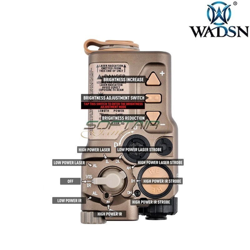 RD-X Style Aiming Red Laser & IR Laser BLACK WADSN (wd6078-b)