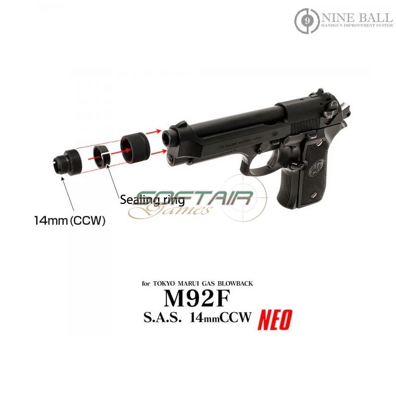 Adattatore Silenziatore NEO 14CCW per M92F Marui Nine Ball (nb-159366)