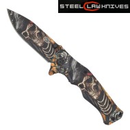 Coltello tascabile con perno di apertura skull STEEL CLAW KNIVES (cw-212)