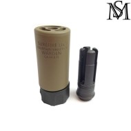 Silencer & flash hider surefire style warden dark earth 14mm ccw milsim series (ms-260-de)