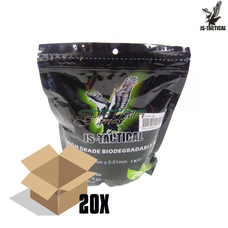 Box 20 bb bags BIO 0.23gr WHITE JS Tactical (js-bio0.23-cart)