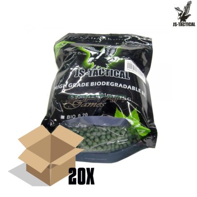 Cartone 20 buste pallini BIO 0.23gr GREEN JS Tactical (js-bio0.23v-cart)