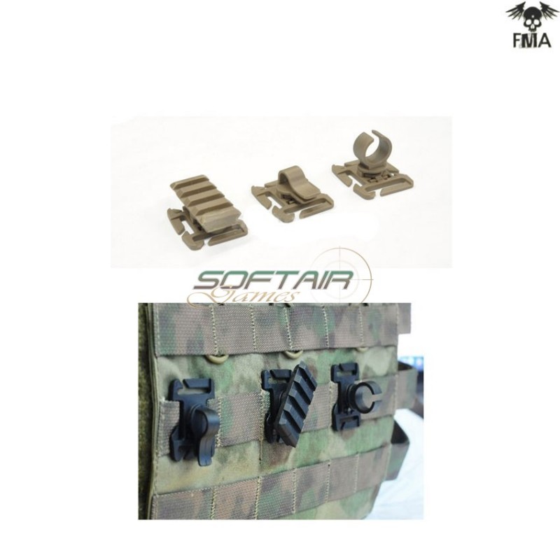 Set 3 Adattatori 25mm Molle System Dark Earth (fma-tb541)