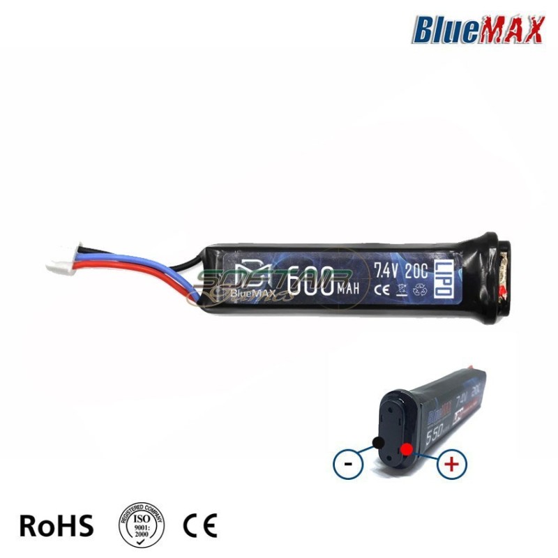 Lipo Battery 7.4v X 600mah 20c for AEP & MP7/Scorpion/MAC10 BlueMax-Power® (2041)