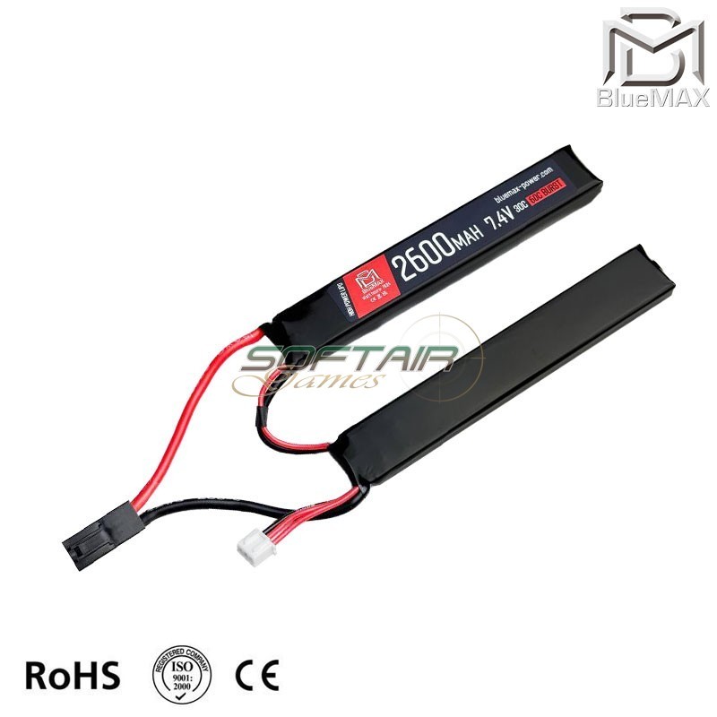 Batteria LiPo connettore Mini TAMIYA 7.4v X 2600mah 30c/60c CQB Type Bluemax-power® (2107)