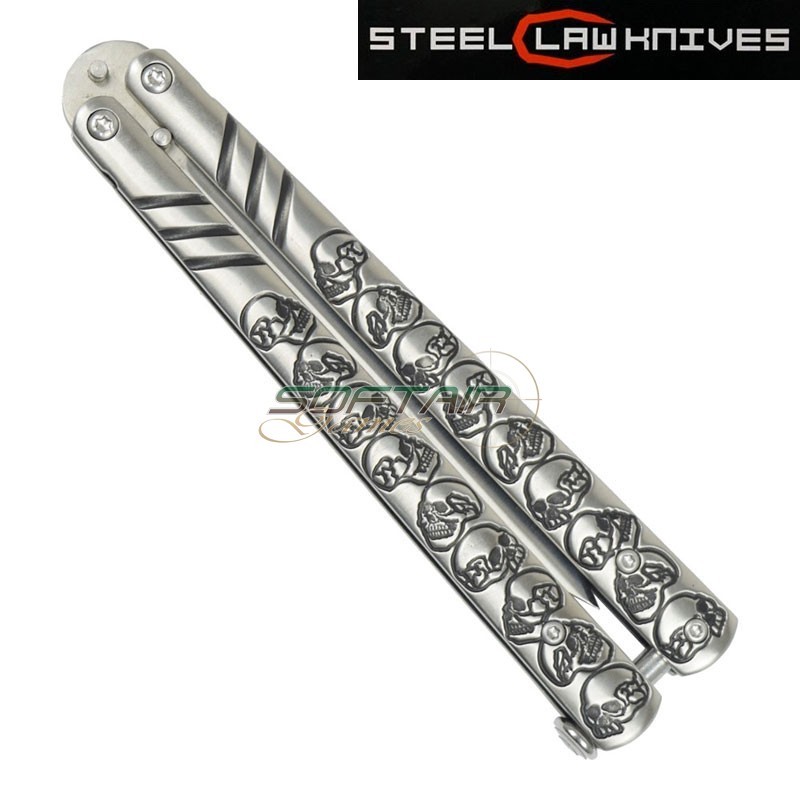 Butterfly knife  silver skull sck (cw-208)