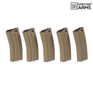 Set 5 caricatori maggiorati 300bb TAN polimero per M4/M16 Specna Arms® (spe-05-025487)