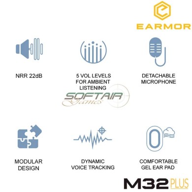 M32 PLUS Cuffie Noise-cancelling FOLIAGE GREEN Earmor (M32-PLUS-FG)