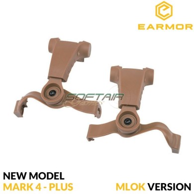 Helmet adapter FLUX/MTEK COYOTE BROWN Tactical arm M16A for M32 Mark 4 / PLUS series Earmor (ea-m16a-mlok-cb)