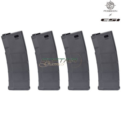 Set 4 Mid-Cap Magazines 220 Rounds for M4 POSEIDON x CSI Black (PAEG-MGM4220 BK)
