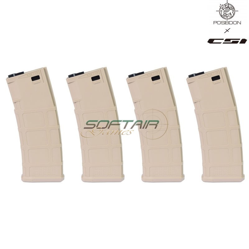 Set 4 Caricatori Mid-Cap 220 Colpi per M4 POSEIDON x CSI TAN (PAEG-MGM4220 TAN)