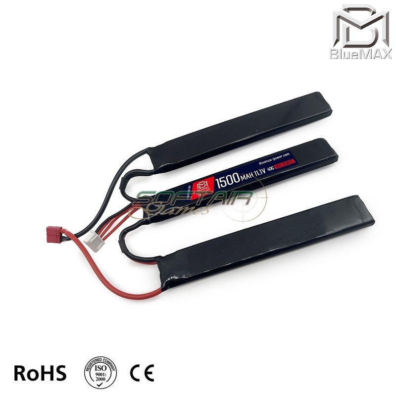 Batteria Lipo Connettore DEANS 11.1v X 1500mah 40c/80c CQB Type Bluemax-power® (BMP-11.1X1500-DS-CQB)