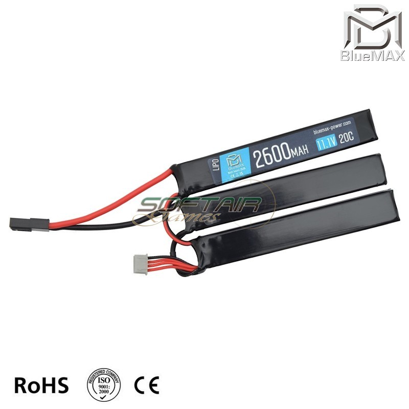 Batteria Lipo Connettore Mini TAMIYA 11.1v X 2600mah 20c CQB Type BlueMax-Power® (2017)