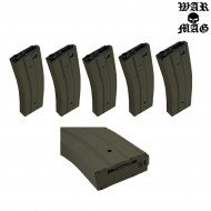 Set 5 M4 Magazines 300bb Metal Ranger Green Warmag (wm-3set-rg)
