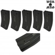 Set 5 M4 Logos Magazines 330bb Metal Black Warmag (wm-4set-bk)