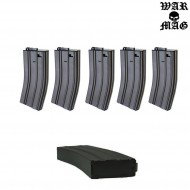 Set 5 Caricatori M4 Monofilari 70bb Metallo Black Warmag (wm-10set-bk)