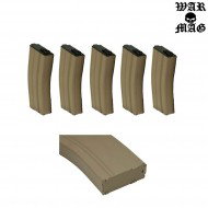 Set 5 Caricatori M4 Monofilari 70bb Metallo Tan Warmag (wm-11set-tan)