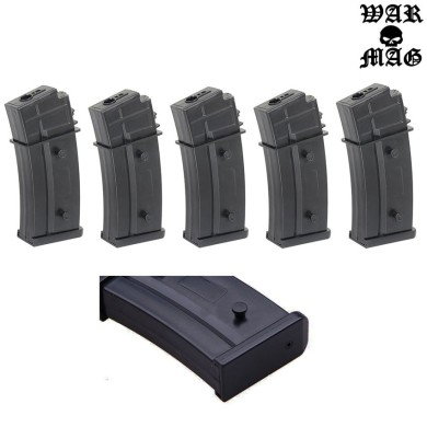 Set 5 Mid-cap G36 Magazines 50bb Polymer Black Warmag (wm-12set-bk)