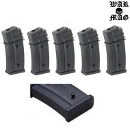 Set 5 Mid-cap G36 Magazines 50bb Polymer Black Warmag (wm-12set-bk)