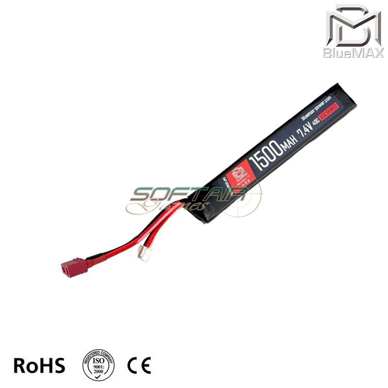 Extreme LiPo battery DEANS connector 7.4v X 1500mah 40c/80c STICK Type Bluemax-power® (22519)