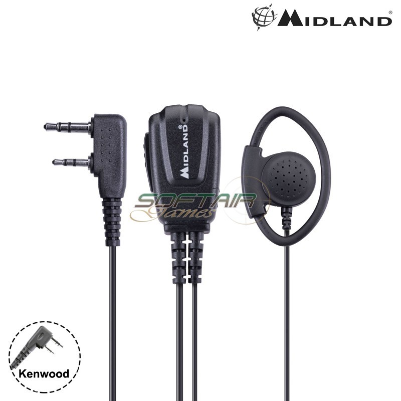 Midland MA24 Lk auricolare microfono 2 pin Kenwood