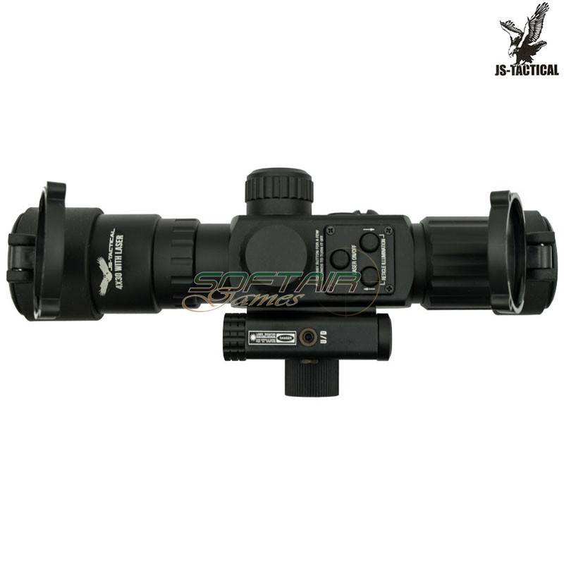 Ottica 4x30 con laser rosso integrato JS-TACTICAL® (JS-4X30IR)