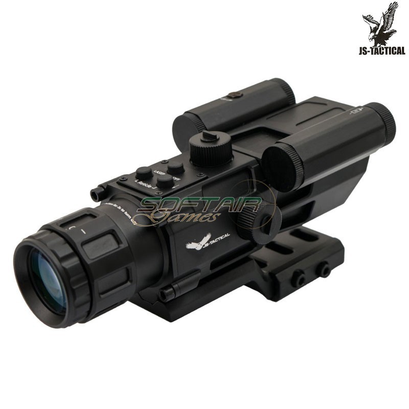 Prism Scope 4x32 con laser rosso nero JS-TACTICAL® (JS-8394)