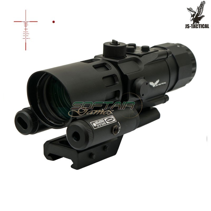 Prism scope 4x32 with red laser JS-TACTICAL® (JS-8384)