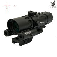 Prism Scope 4x32 con laser rosso nero JS-TACTICAL® (JS-8384)