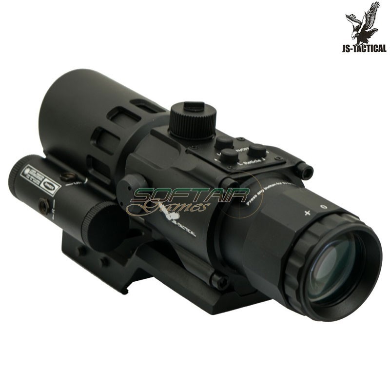Prism Scope 4x32 con laser rosso nero JS-TACTICAL® (JS-8384)