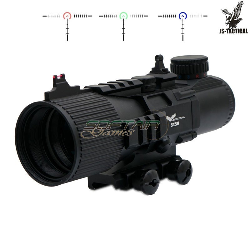 Ottica 5x50 con reticolo illuminato nero JS-TACTICAL® (JS-LS5X50)