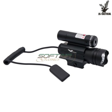 Torcia tattica LED 800 lumen con laser rosso JS-TACTICAL® (JS-JG15R)