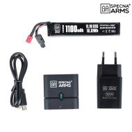 Li-Po Battery 11.1V 1100mAh 25C Stick Deans Mini G-Tech and Easy Nano 10W Charger Kit Specna Arms (SPE-06-046160)