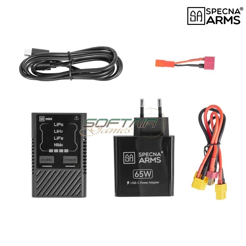Caricabatterie Mini Li-Po/Li-Fe/Ni-MH USB-C con Alimentatore 65W Specna Arms (SPE-07-043798)