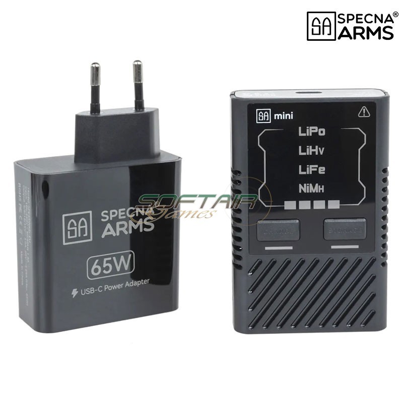 Mini Li-Po/Li-Fe/Ni-MH USB-C Battery Charger with 65W Power Adapter Specna Arms (SPE-07-043798)
