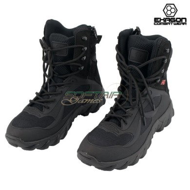 Tactical Boots BLACK Leather and Oxford Fabric Exagon (EX-BTB)