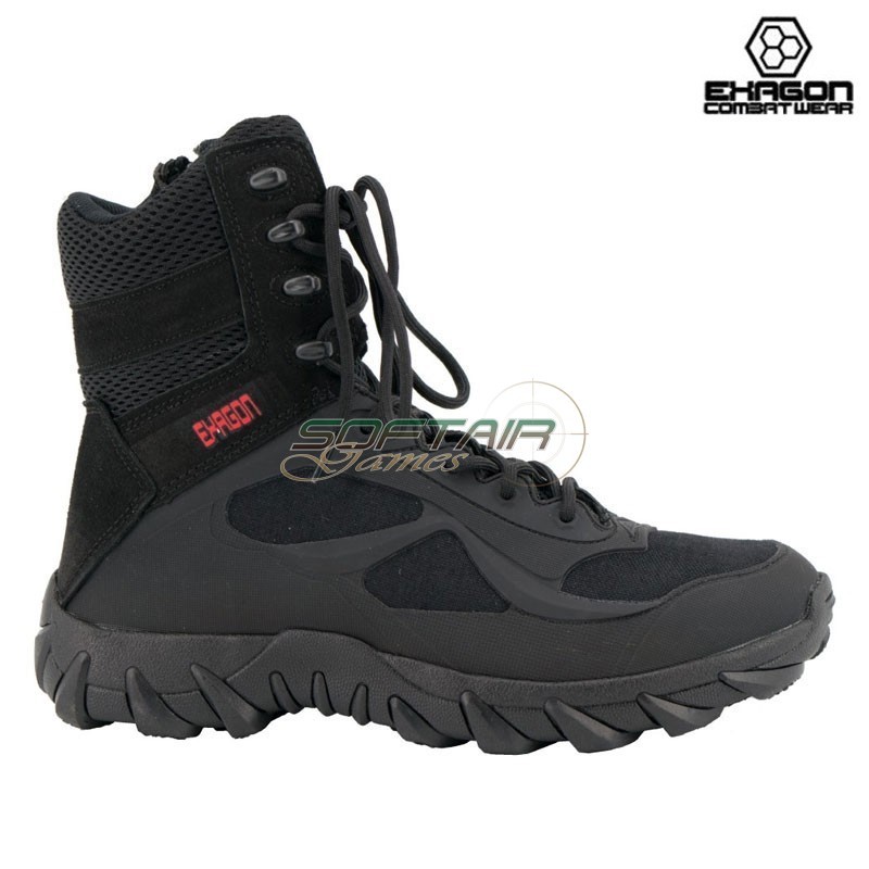 Tactical Boots BLACK Leather and Oxford Fabric Exagon (EX-BTB)