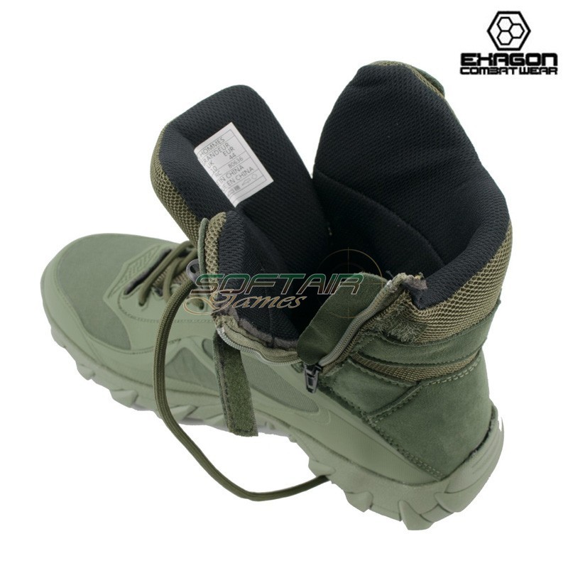 Tactical Boots GREEN Leather and Oxford Fabric Exagon (EX-BTG)