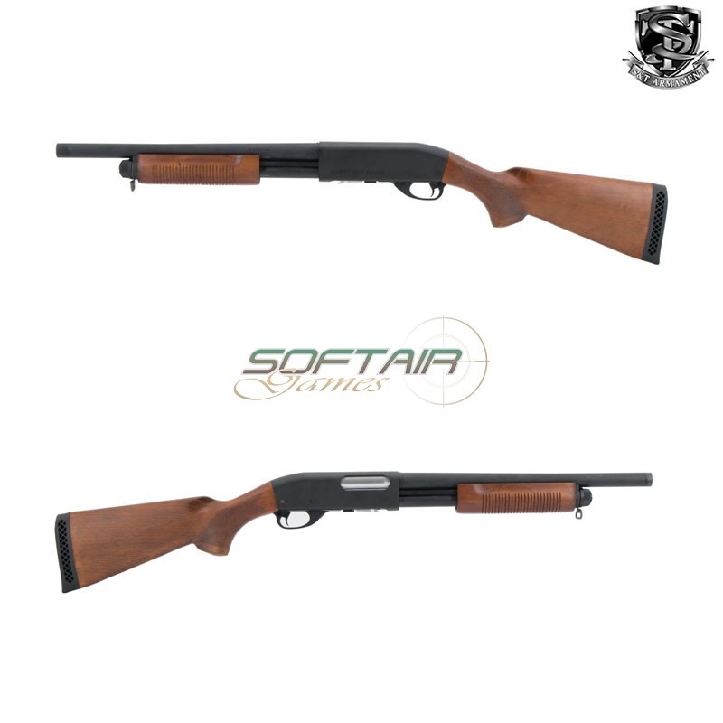 ST870 Pump Action Shotgun Real Wood Black S&T (S&TM870)