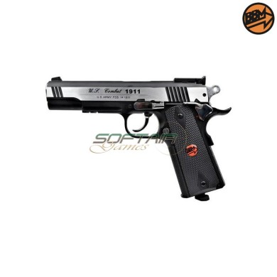 CO2 Semi-Blowback Pistol 4.5mm Caliber Silver C.N.816 U.S. COMBAT Bruni (BR-601MS)