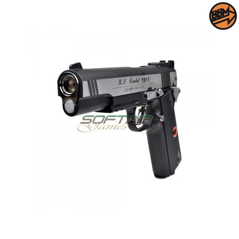 CO2 Semi-Blowback Pistol 4.5mm Caliber Silver C.N.816 U.S. COMBAT Bruni (BR-601MS)