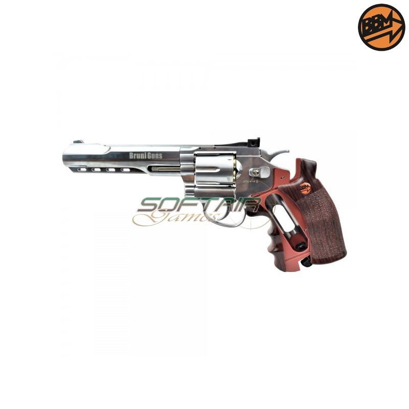 Revolver 6" Co2 Caliber 4.5mm Full Metal Silver C.N.821 Bruni (BR-702S)