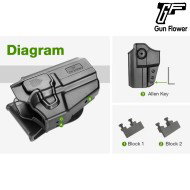 Universal OWB UNI PRO Holster BLACK Gun Flower (GF-POUNIA)